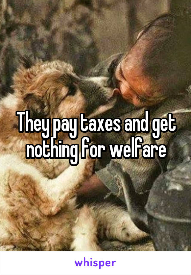 They pay taxes and get nothing for welfare