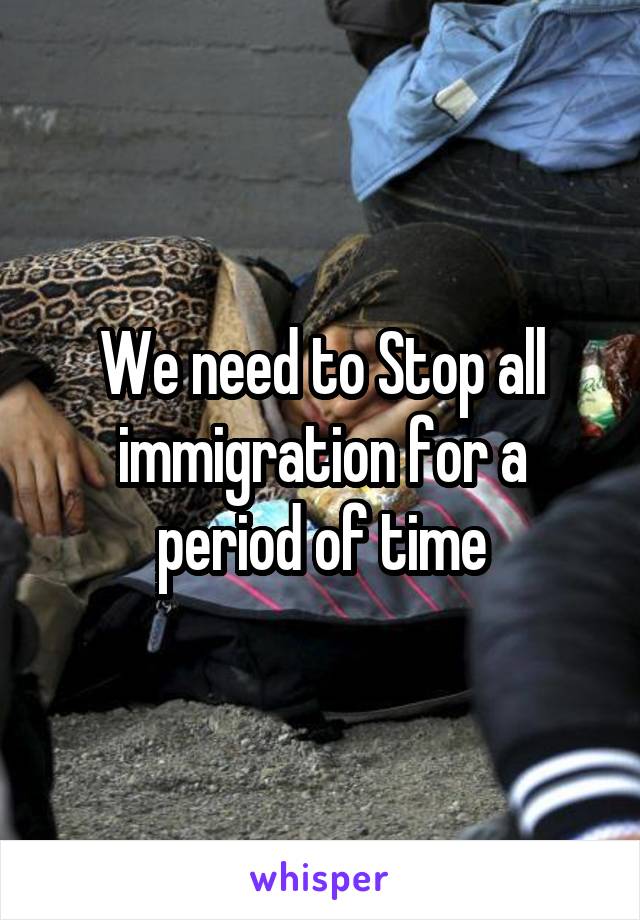 We need to Stop all immigration for a period of time