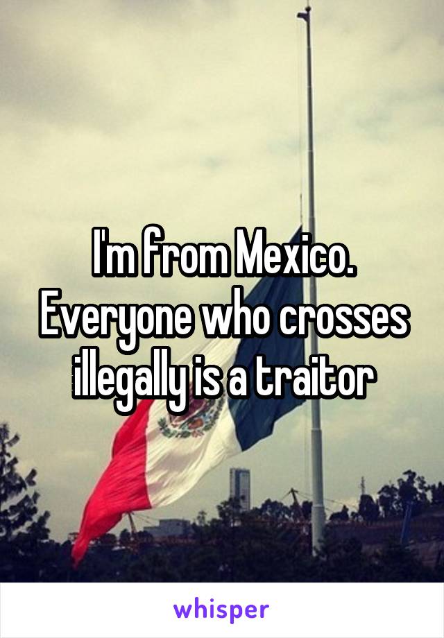 I'm from Mexico. Everyone who crosses illegally is a traitor