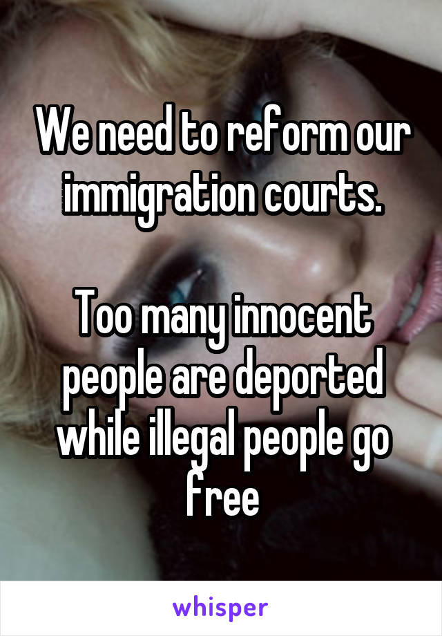 We need to reform our immigration courts.

Too many innocent people are deported while illegal people go free