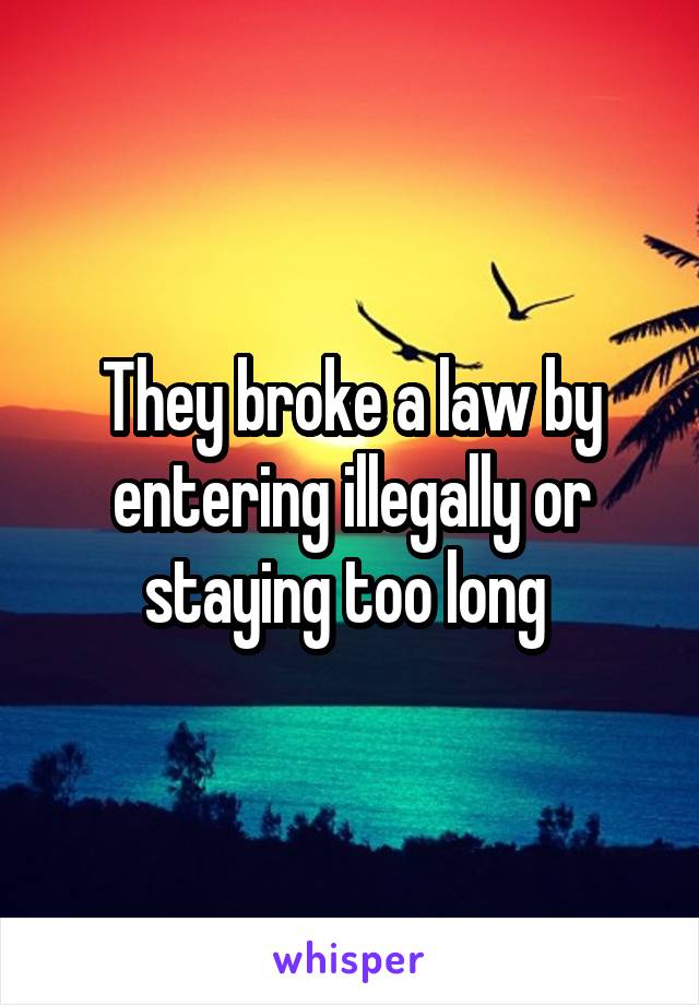 They broke a law by entering illegally or staying too long 