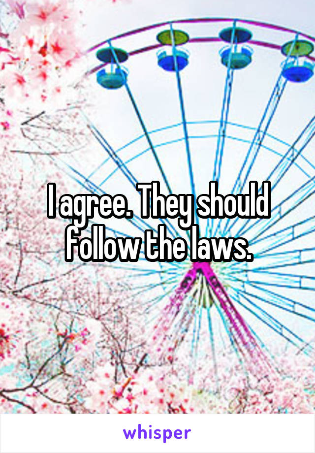 I agree. They should follow the laws.