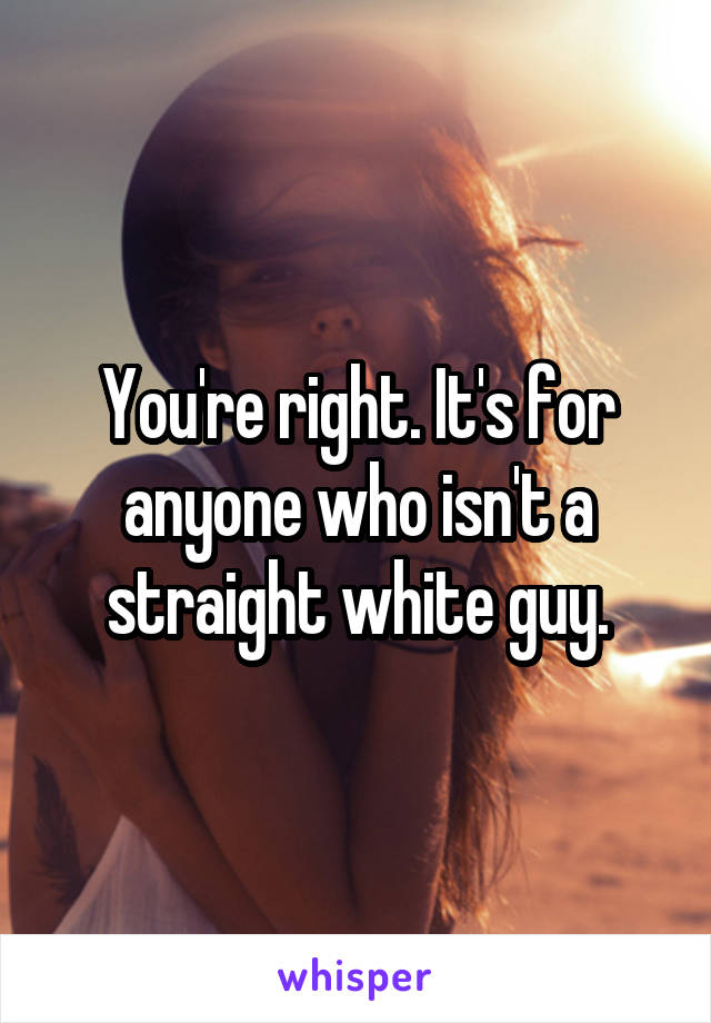 You're right. It's for anyone who isn't a straight white guy.