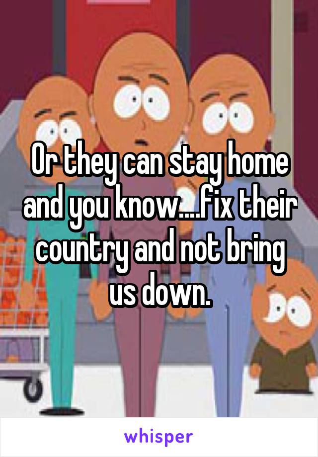 Or they can stay home and you know....fix their country and not bring us down.