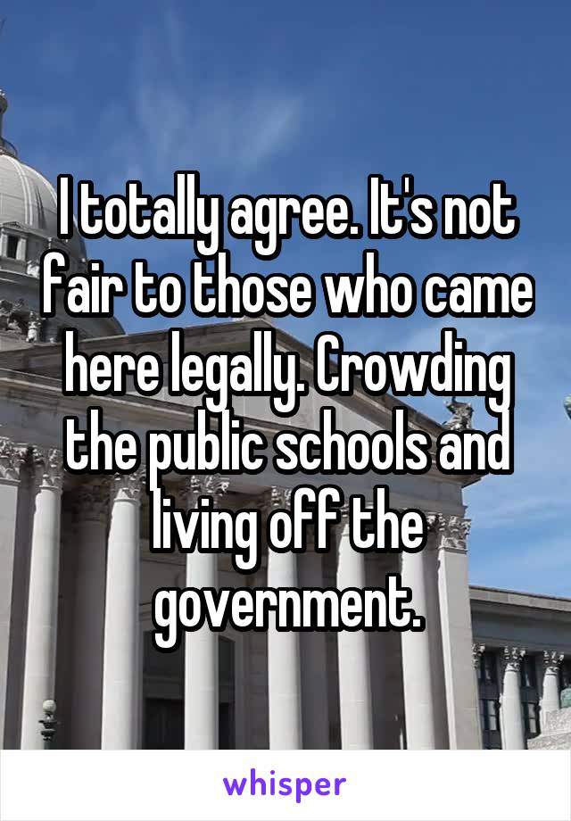 I totally agree. It's not fair to those who came here legally. Crowding the public schools and living off the government.