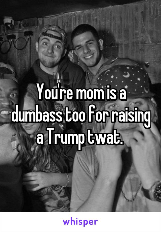 You're mom is a dumbass too for raising a Trump twat. 