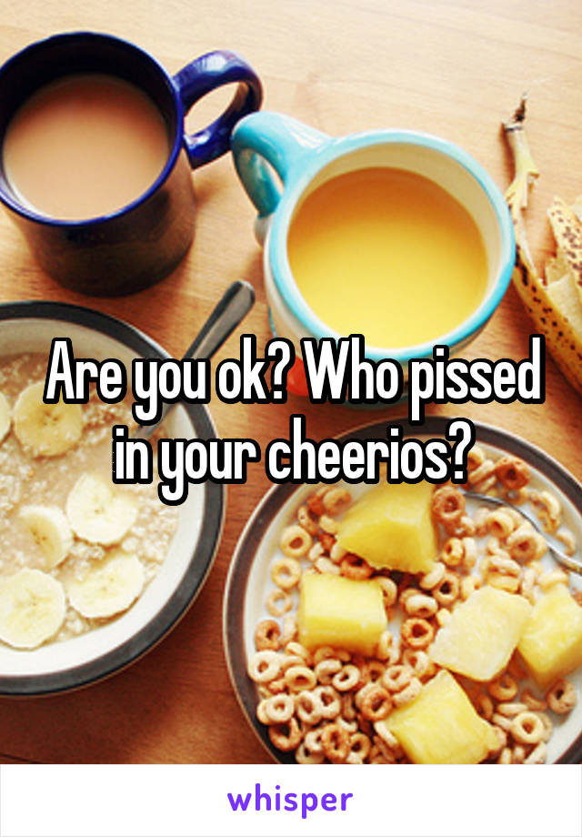 Are you ok? Who pissed in your cheerios?