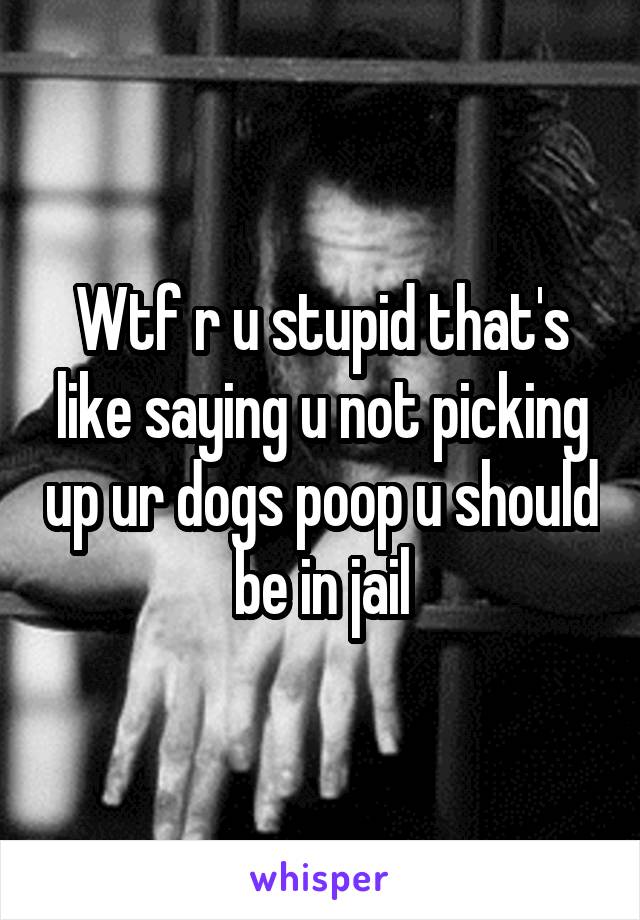 Wtf r u stupid that's like saying u not picking up ur dogs poop u should be in jail