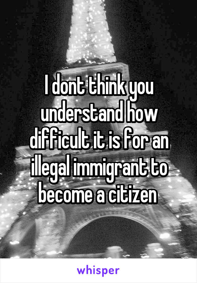 I dont think you understand how difficult it is for an illegal immigrant to become a citizen 