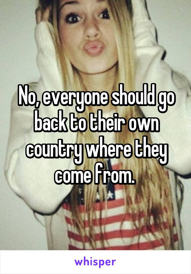 No, everyone should go back to their own country where they come from. 