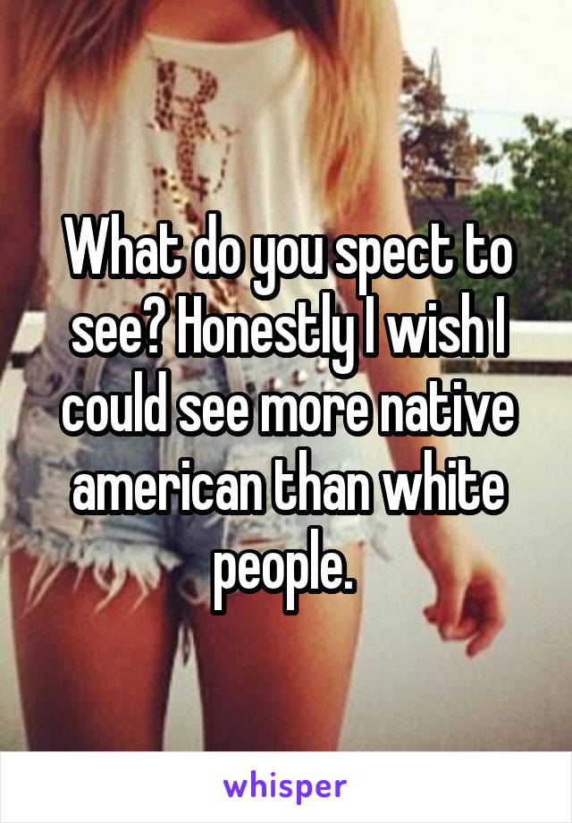 What do you spect to see? Honestly I wish I could see more native american than white people. 