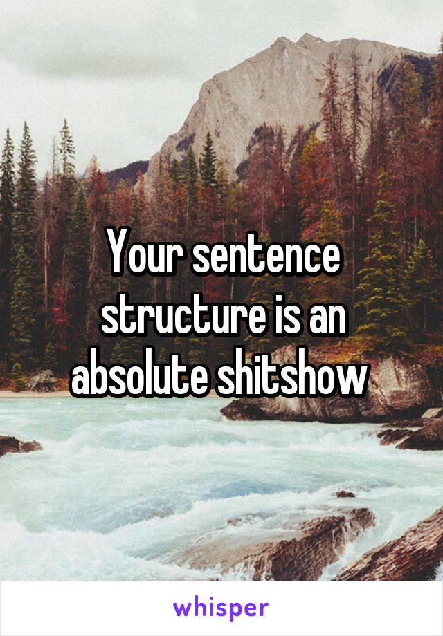 Your sentence structure is an absolute shitshow 