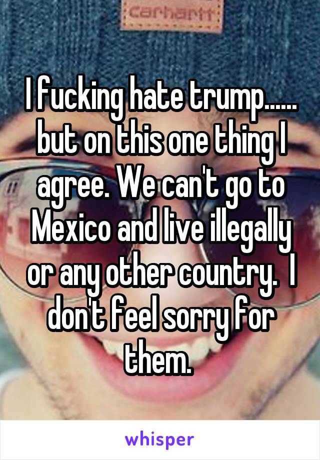 I fucking hate trump...... but on this one thing I agree. We can't go to Mexico and live illegally or any other country.  I don't feel sorry for them. 