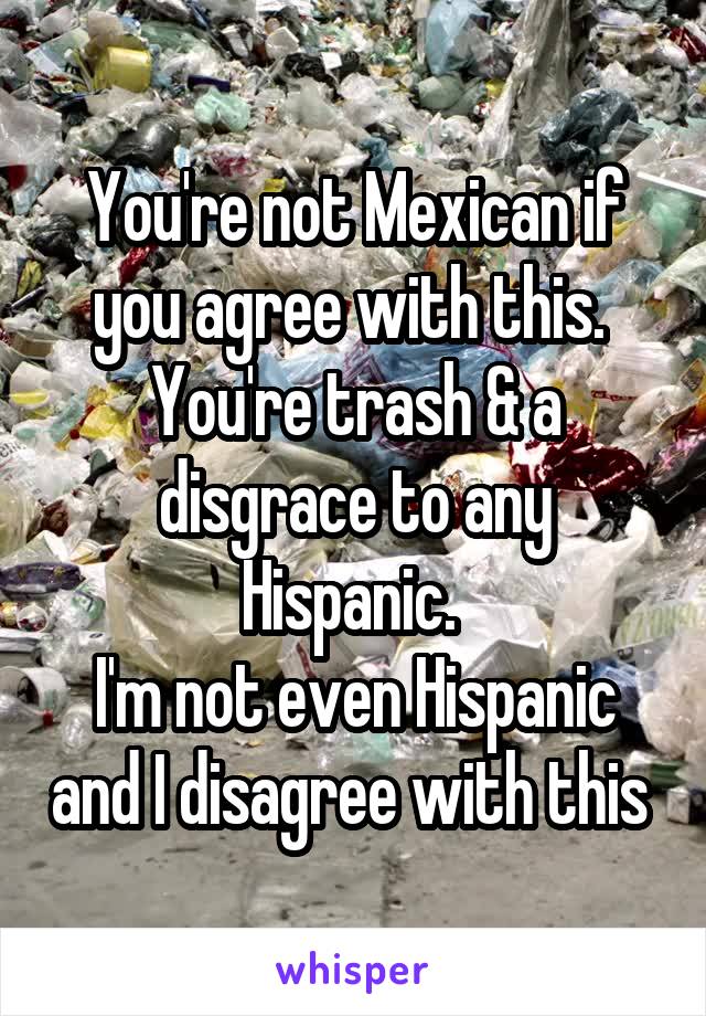 You're not Mexican if you agree with this. 
You're trash & a disgrace to any Hispanic. 
I'm not even Hispanic and I disagree with this 