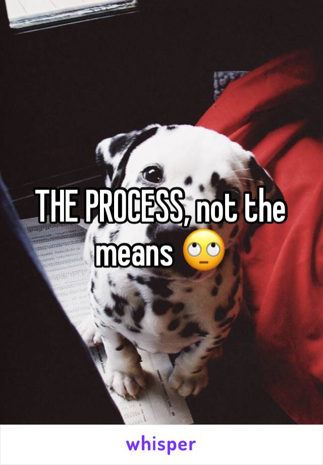 THE PROCESS, not the means 🙄