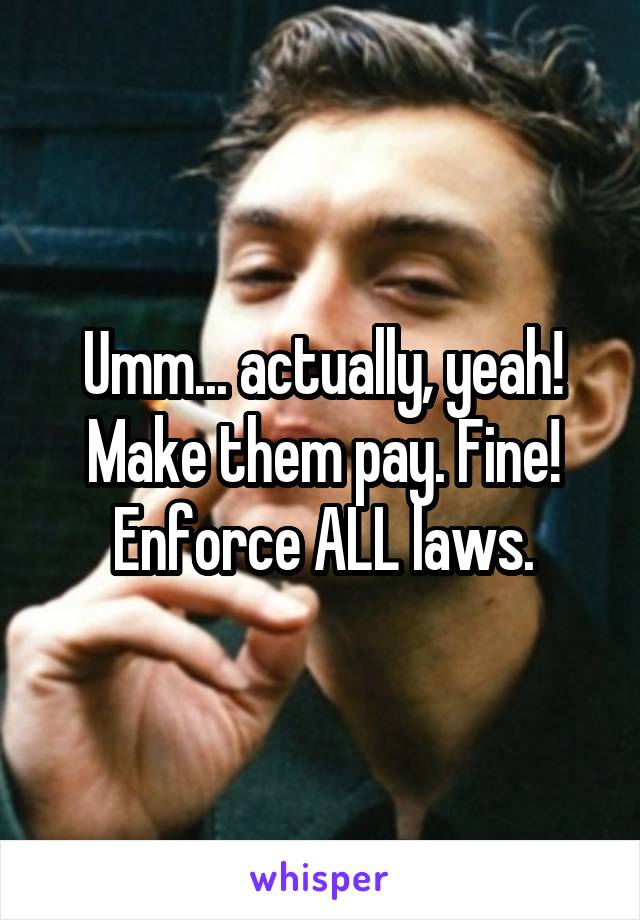 Umm... actually, yeah! Make them pay. Fine! Enforce ALL laws.