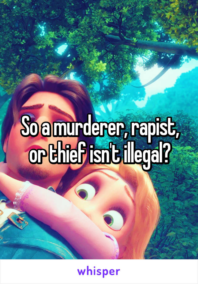 So a murderer, rapist, or thief isn't illegal?