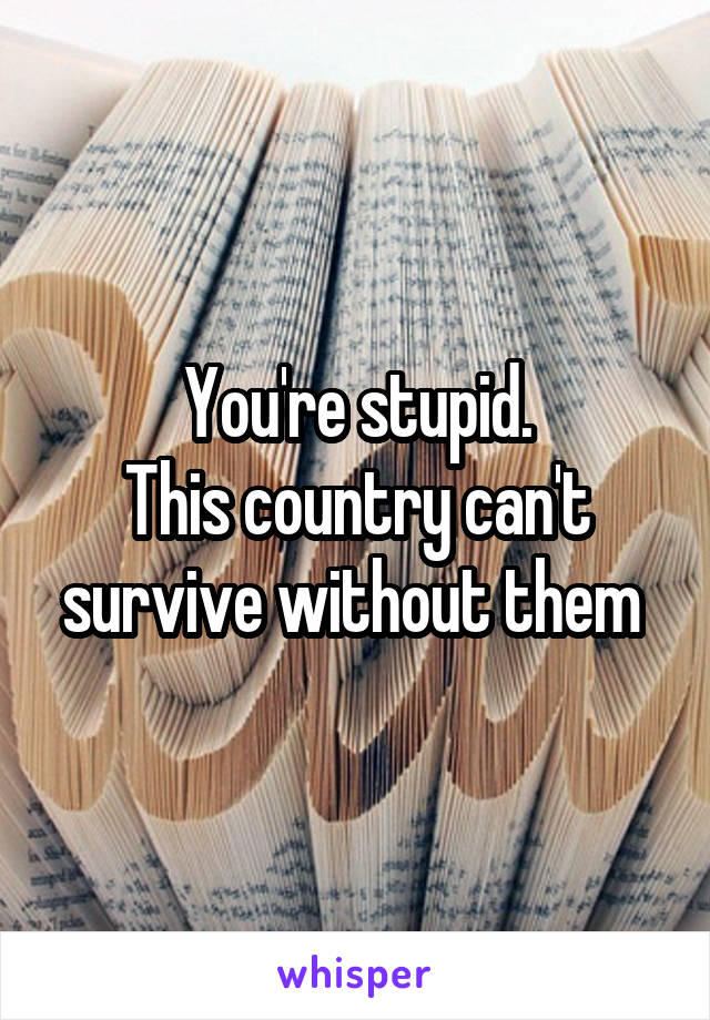 You're stupid.
This country can't survive without them 