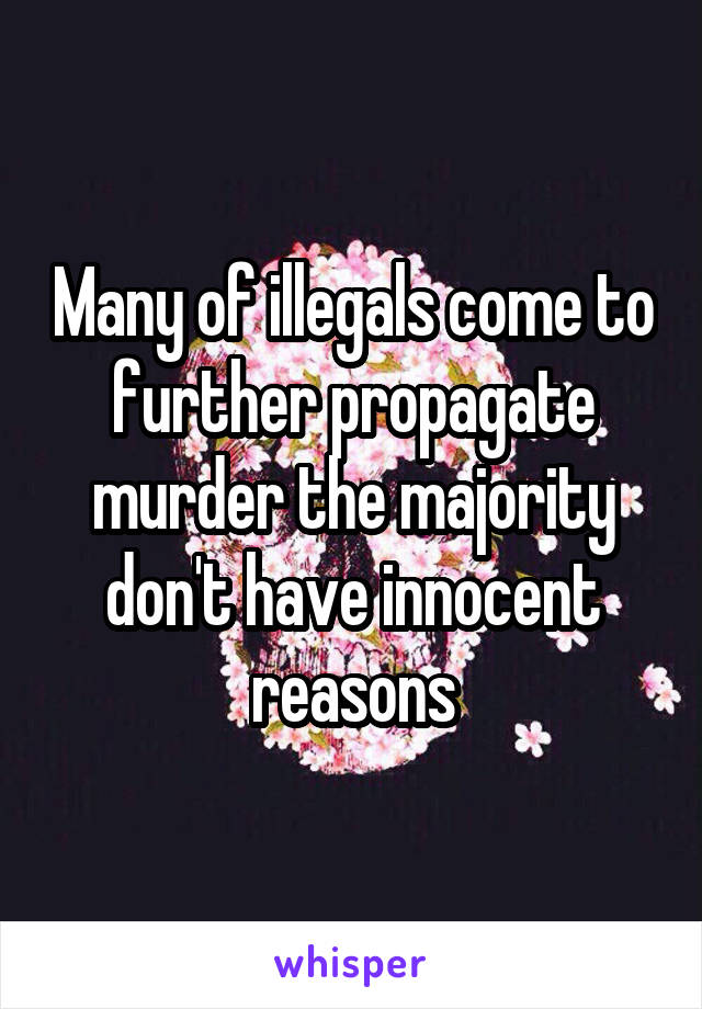 Many of illegals come to further propagate murder the majority don't have innocent reasons