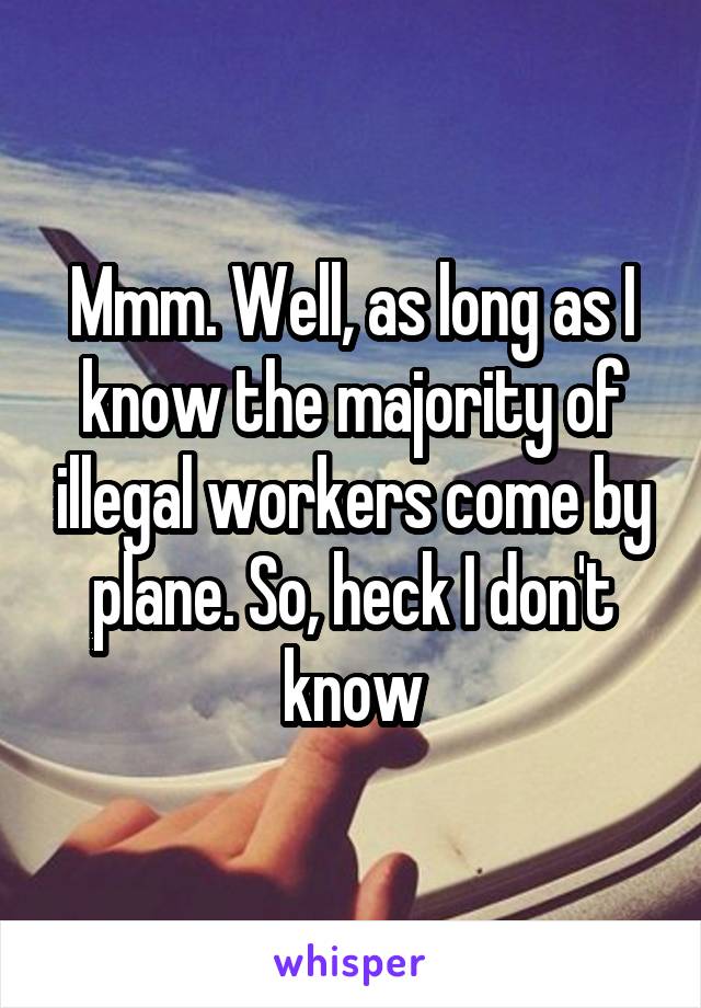 Mmm. Well, as long as I know the majority of illegal workers come by plane. So, heck I don't know