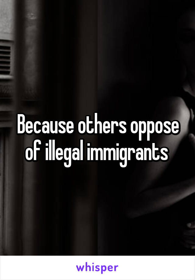 Because others oppose of illegal immigrants 