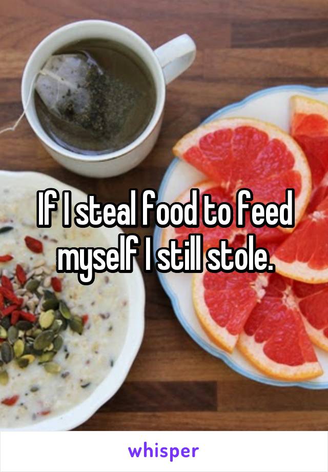 If I steal food to feed myself I still stole.