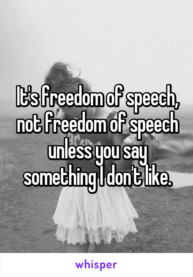 It's freedom of speech, not freedom of speech unless you say something I don't like.