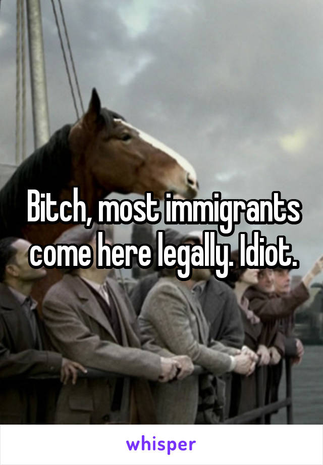 Bitch, most immigrants come here legally. Idiot.