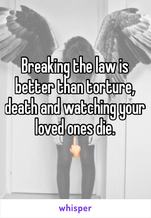 Breaking the law is better than torture, death and watching your loved ones die. 
🖕🏻
