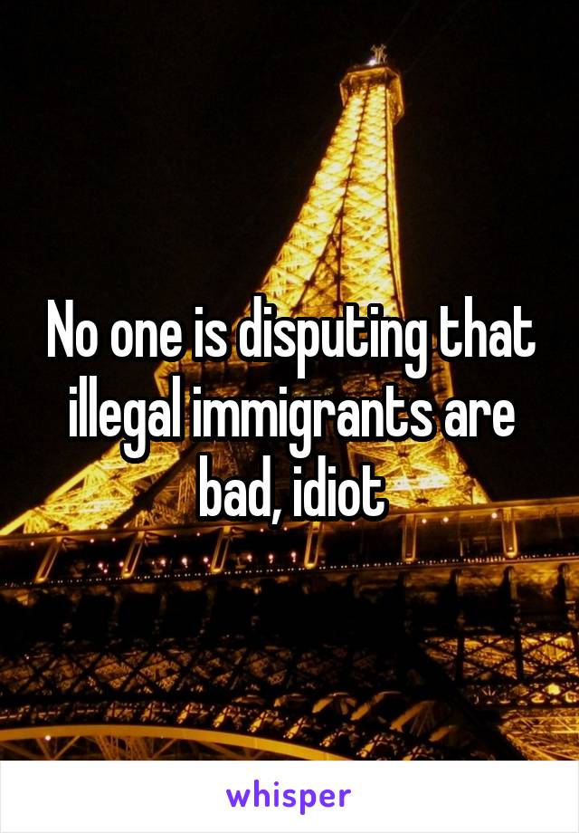 No one is disputing that illegal immigrants are bad, idiot