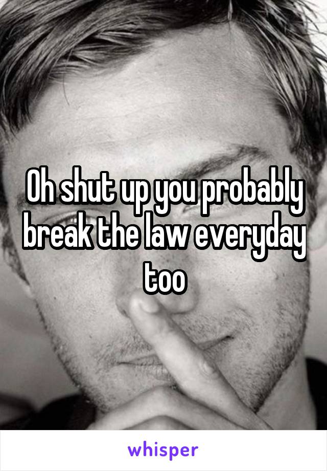 Oh shut up you probably break the law everyday too