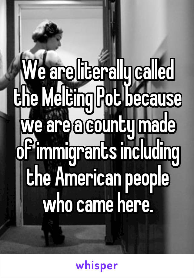 We are literally called the Melting Pot because we are a county made of immigrants including the American people who came here.
