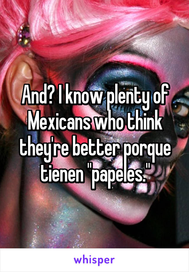 And? I know plenty of Mexicans who think they're better porque tienen "papeles."