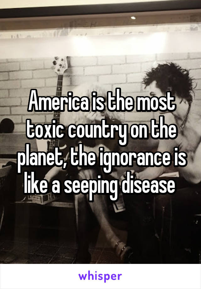 America is the most toxic country on the planet, the ignorance is like a seeping disease 