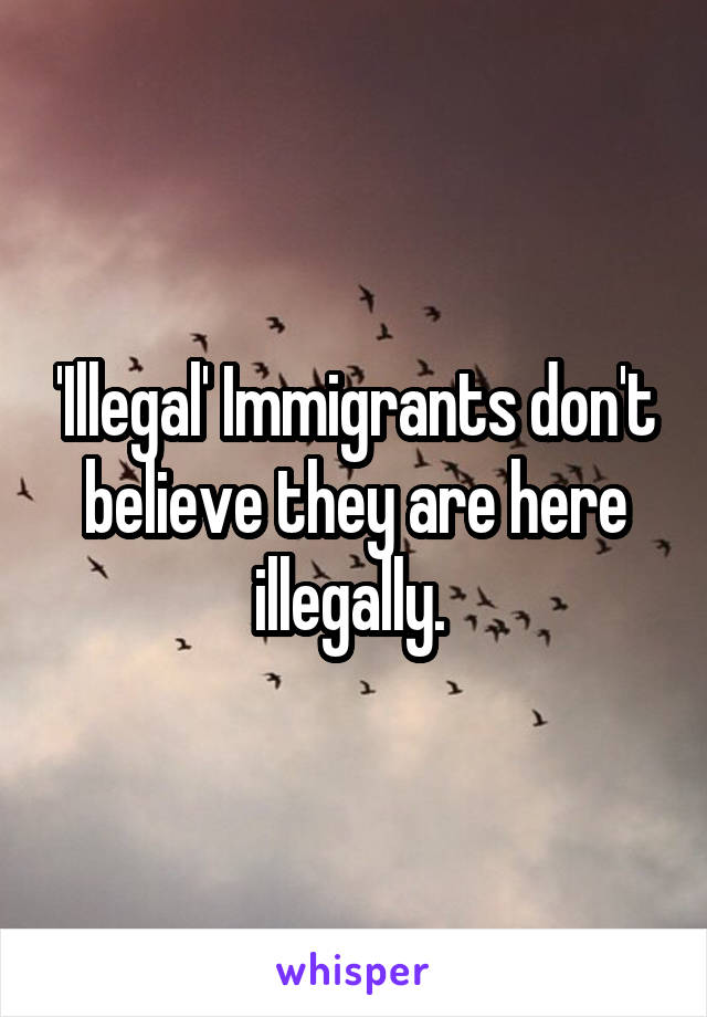 'Illegal' Immigrants don't believe they are here illegally. 