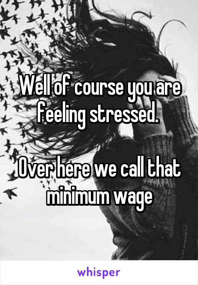 Well of course you are feeling stressed. 

Over here we call that minimum wage