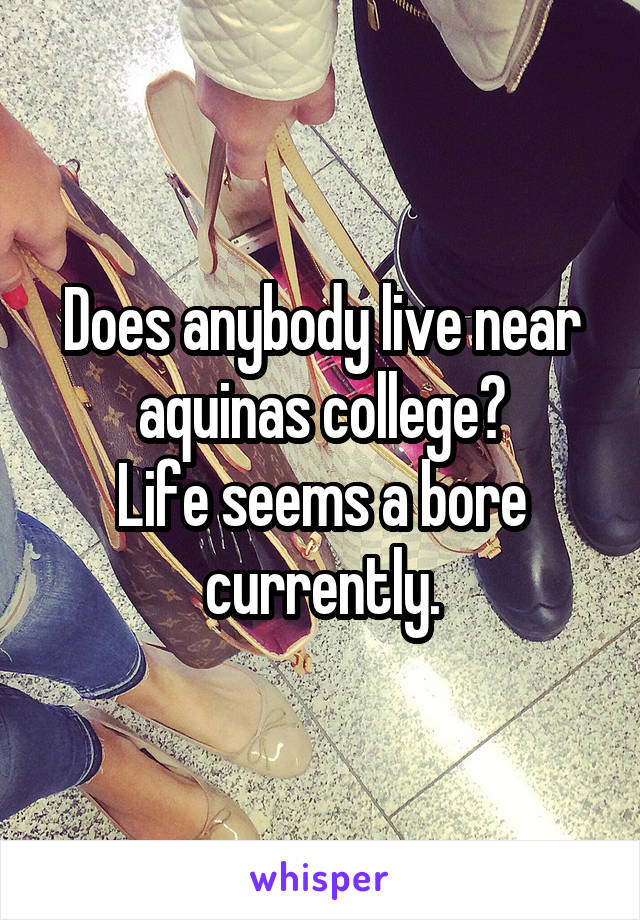 Does anybody live near aquinas college?
Life seems a bore currently.
