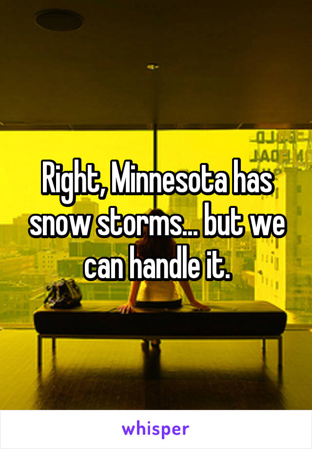 Right, Minnesota has snow storms... but we can handle it.