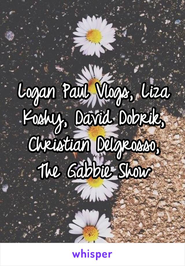 Logan Paul Vlogs, Liza Koshy, David Dobrik, Christian Delgrosso, The Gabbie Show