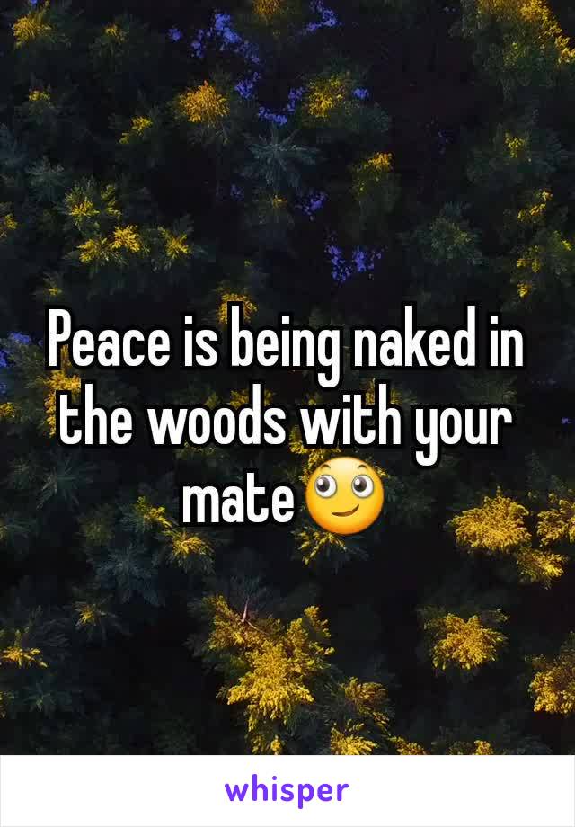 Peace is being naked in the woods with your mate🙄