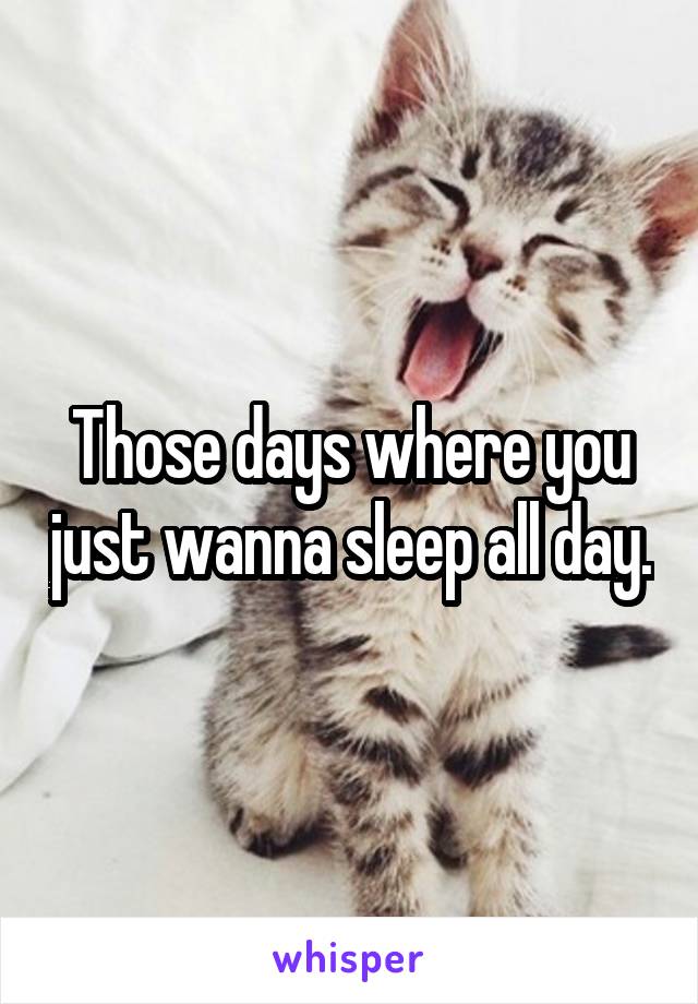 Those days where you just wanna sleep all day.