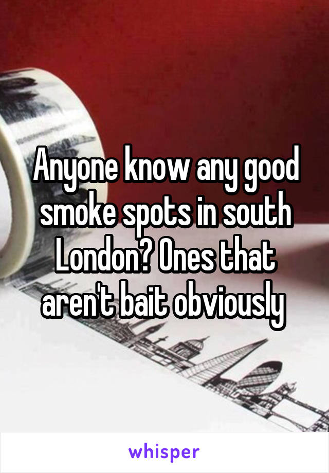 Anyone know any good smoke spots in south London? Ones that aren't bait obviously 