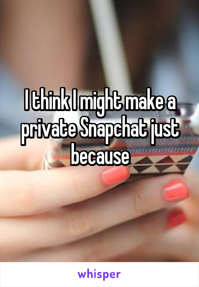 I think I might make a private Snapchat just because
