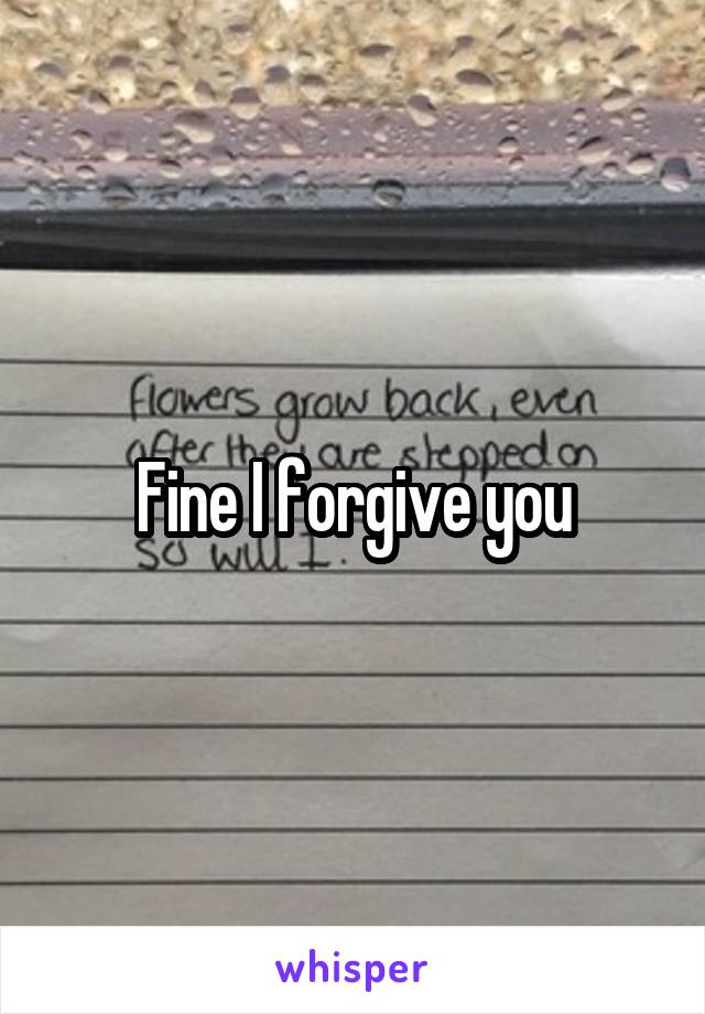 Fine I forgive you