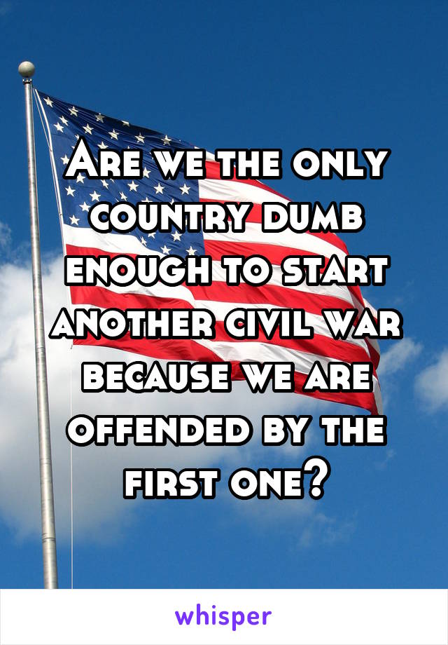 Are we the only country dumb enough to start another civil war because we are offended by the first one?