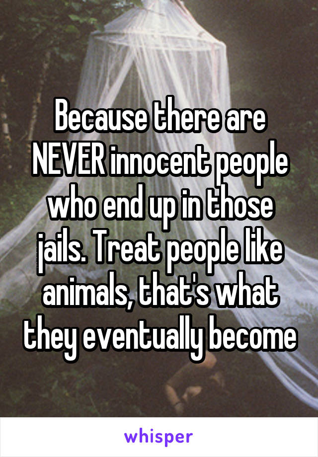 Because there are NEVER innocent people who end up in those jails. Treat people like animals, that's what they eventually become