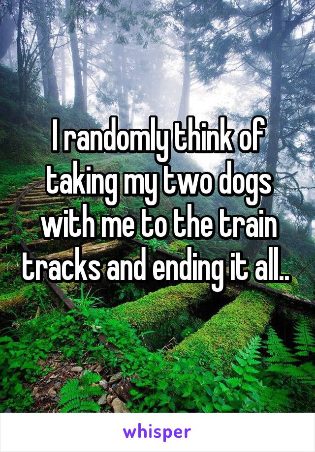 I randomly think of taking my two dogs with me to the train tracks and ending it all..  