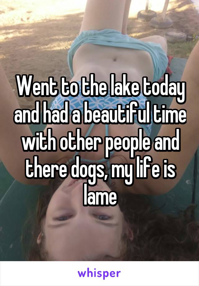 Went to the lake today and had a beautiful time with other people and there dogs, my life is lame