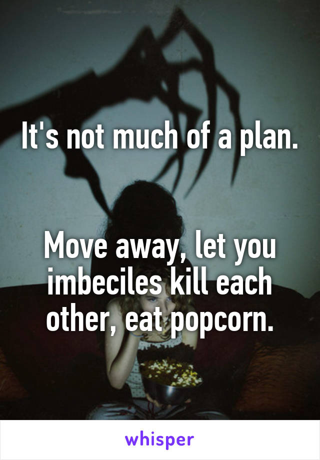 It's not much of a plan. 

Move away, let you imbeciles kill each other, eat popcorn.