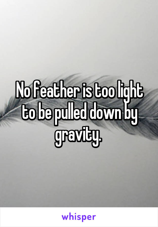 No feather is too light to be pulled down by gravity. 